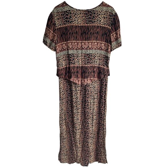 Vintage Nina Piccalino Size ML Maxi Boho Animal Print Safari Dress - Picture 5 of 6